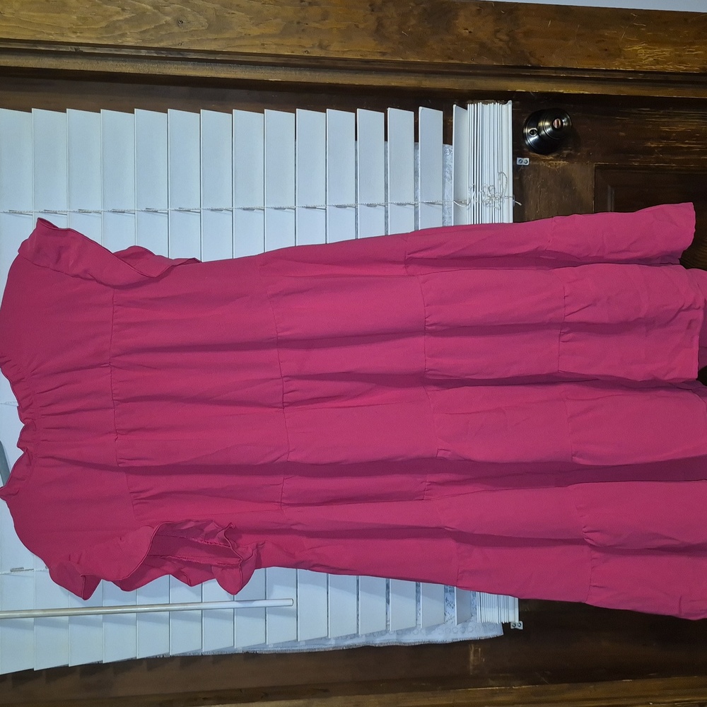 SHEIN VCAY Size 4XL HOT PINK RUFFLE TIERED BABYDOLL DRESS. NWT. - Picture 10 of 10